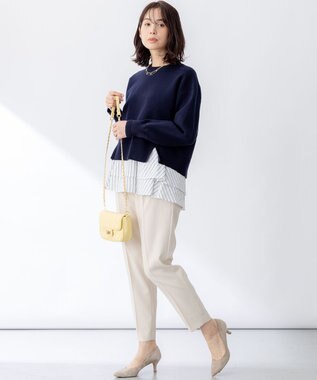 組曲 【ストレッチ・イージーケア】オシャクロス テーパードパンツ アイボリー系