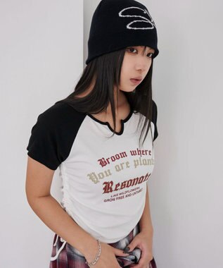 WEGO キーネックサイドレースアップちびT 柄5