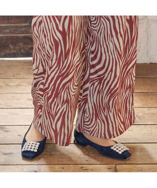 MODE ET JACOMO <MODE ET JACOMO>アシンメトリービジューフラットパンプス ネイビースエード