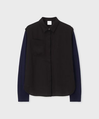 Paul Smith バイカラー シャツコンビ ニット ブラック