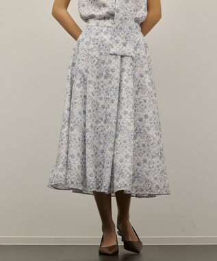 GRACE CONTINENTAL シアーフラワープリントジャガードフレアスカート