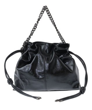 YECCA VECCA 2wayチェーンギャザーバッグ Black