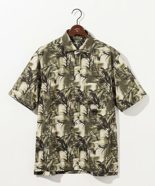 JOSEPH ABBOUD MOUNTAIN 【イタリア素材/軽量/撥水/ストレッチ】X-WAVEヤシパターン シャツ カーキ系6