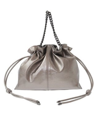 YECCA VECCA 2wayチェーンギャザーバッグ Dark Silver