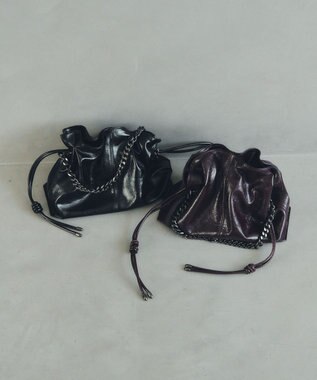 YECCA VECCA 2wayチェーンギャザーバッグ Black