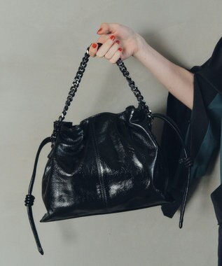 YECCA VECCA 2wayチェーンギャザーバッグ Black