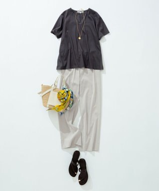 23区 【汗じみ防止/洗える】スムースデザイン バックフレア カットソー ダークブラウン系