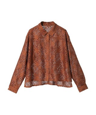 earth music&ecology レースショートシャツ Orange