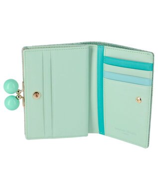 tsumori chisato CARRY キラネコストーン がま口 2つ折り財布 グリーン