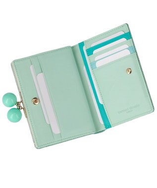tsumori chisato CARRY キラネコストーン がま口 2つ折り財布 グリーン