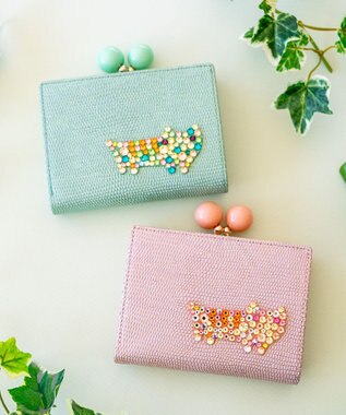 tsumori chisato CARRY キラネコストーン がま口 2つ折り財布