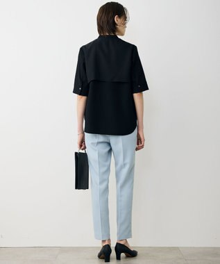 ICB L 【先行予約・WEB限定カラーあり】 FluidBackSatin バンドカラーシャツ ブラック