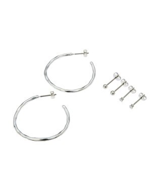 AMERICAN HOLIC テクスチャーフープピアスセット Silver