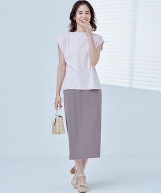 組曲 S 【UVケア・接触冷感】GIZAプレーティング天竺フレンチスリーブ Tシャツ ピンク系