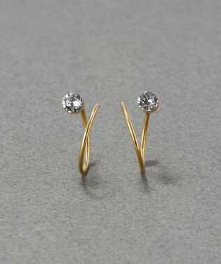Phoebe 【金属アレルギー対応】ダブルループストーンピアス/ニッケルフリー クリア