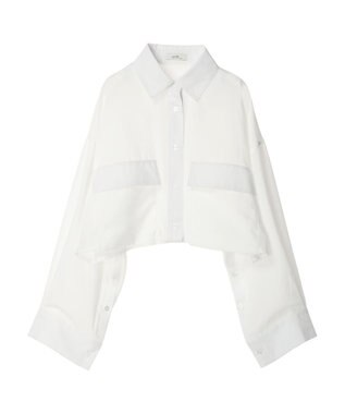 earth music&ecology ビッグポケットショートシャツ Off White