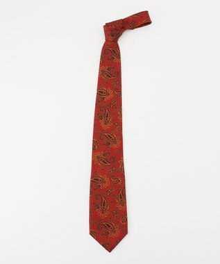 J.PRESS MEN オーバーダイペイズリーハンドプリント ネクタイ レッド系6