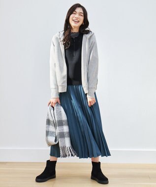 ANY 【洗濯機可/UVケア】ダブルジップパーカー トップグレーラメ