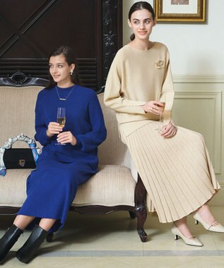 ANY SIS S CICA加工 ニット タイト スカート ブルー