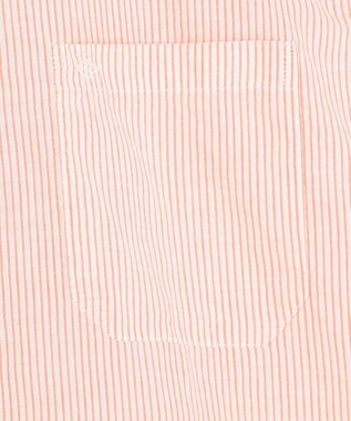 JOSEPH ABBOUD 【サスティナブル・７分袖】コットンリヨセルリネンコードストライプ シャツ オレンジ系1