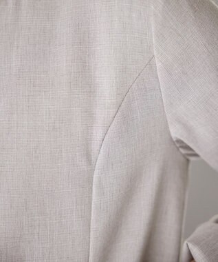 Tiaclasse L 【新色追加・洗える】麻調薄地キーネックジャケット グレージュ