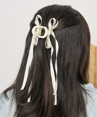 WEGO Lロングリボンバンスクリップ オフホワイト