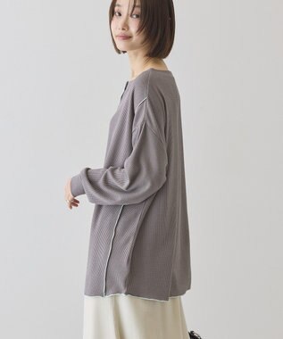 AMERICAN HOLIC 【選べる丈】ヘンリーネックワッフルメロープルオーバー Charcoal Gray