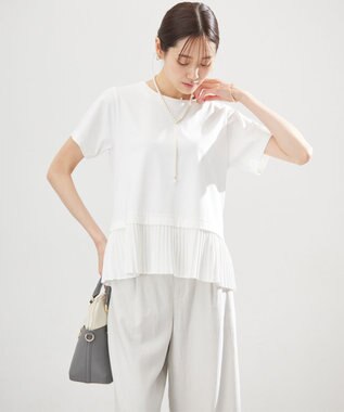 組曲 L クールプレーティング天竺プリーツ カットソー アイボリー系