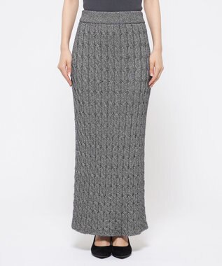 uncrave 【手洗い可】グロッシー ニット スカート（uncrave WHITE） メタルブラック