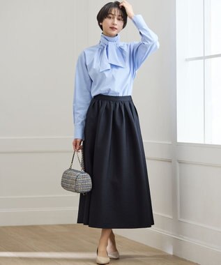 23区 L 【滝沢眞規子さん着用/Oggi掲載】ストレッチライトタイプライター 2WAY ボウタイブラウス スカイブルー系