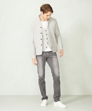 JOSEPH ABBOUD 【軽くて洗える】ストローヤーンニット カーディガン ライトグレー系