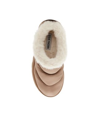 STEVE MADDEN FIRE PLACE 厚底キルティングファーシューズ タン