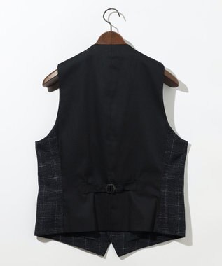 JOSEPH ABBOUD 【イタリア素材/軽量/ストレッチ】サマーツィードジャージーチェック プリント ベスト ネイビー系4