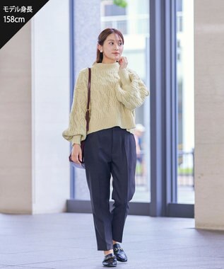 Tiaclasse 【洗える】ケーブルニットプルオーバー イエロー