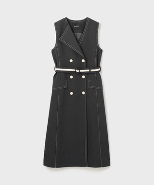 GRACE CONTINENTAL アシンメトリーカラーワンピース チャコール