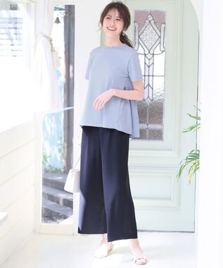 ANY SIS S 【WEB・一部店舗限定】サテンコンビ プルオーバー スモーキーブルー