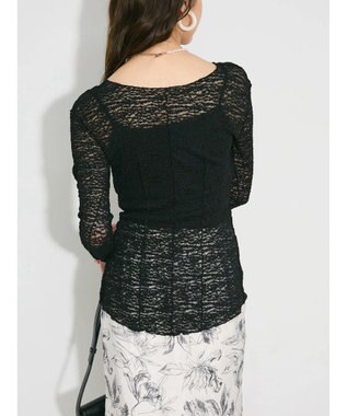 Green Parks カットワークデザインレーストップス Black