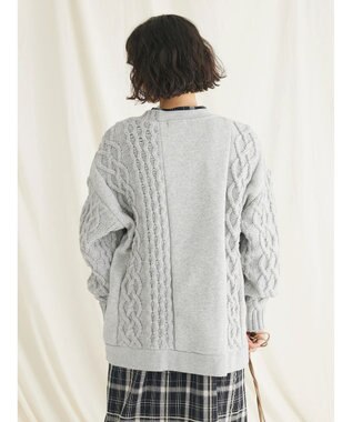 CRAFT STANDARD BOUTIQUE ケーブルニット切り替え裏起毛スウェット Gray Mixture