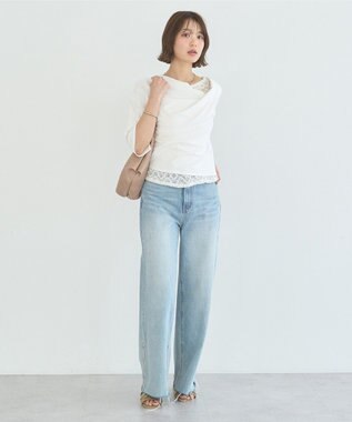 earth music&ecology レースレイヤードドレーププルオーバー Off White