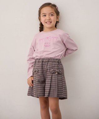 ANY KIDS 【Good Price】 ANY刺繍 長袖Tシャツ ピンク