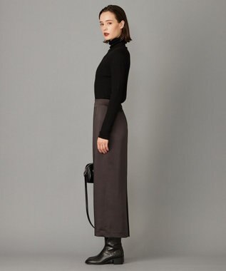 ICB 【洗える】 ヴィンテージサテン ナロースカート バーントブラウン系