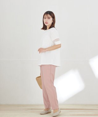 Tiaclasse L 「サマケア」レーススリーブトップス オフホワイト