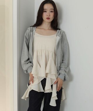 WEGO イレヘムフリルキャミワンピース ホワイトアイボリー