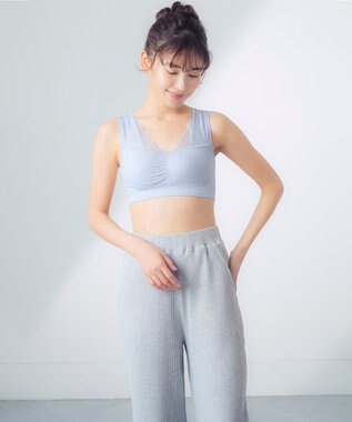 Wing ノンワイヤーブラ バストの脇流れを防ぐ 就寝中も日中のくつろぎタイムも 【ナイトアップブラ ルーム】 ブラジャー ナイトブラ KB3511 ウイング／ワコール ブルー