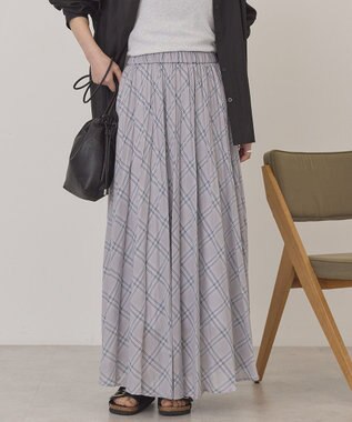 AMERICAN HOLIC 【選べる丈】チェックシアープリーツスカート Light Gray