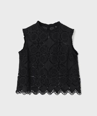 GRACE CONTINENTAL サークルレースノースリーブトップ ブラック