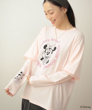 Green Parks ミッキー＆フレンズ／レイヤードプリントロングＴシャツ Light Pink