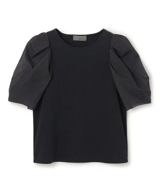 uncrave ダブルフェイスジャージー オーガンジーコンビトップス ブラック