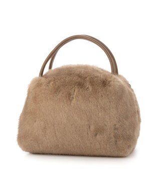 UNBILLION カシュカシュ cachecache / ミンク風エコファー2wayボックストート ベージュ