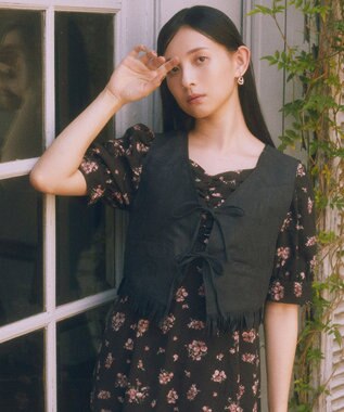 earth music&ecology スウェード調フリンジベスト